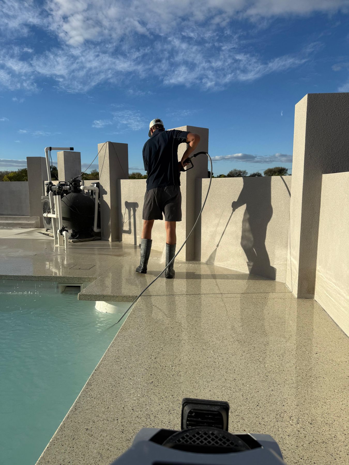 Polished concrete undercover alfresco with pool