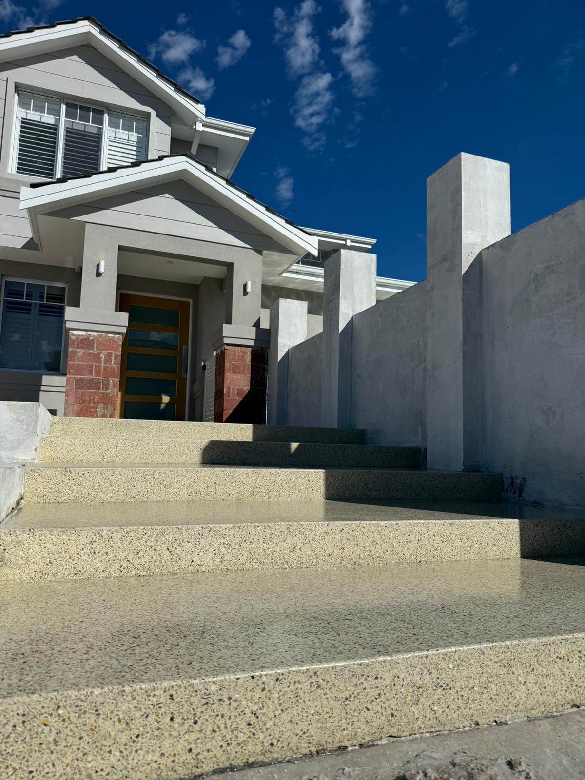 Large exposed aggregate area